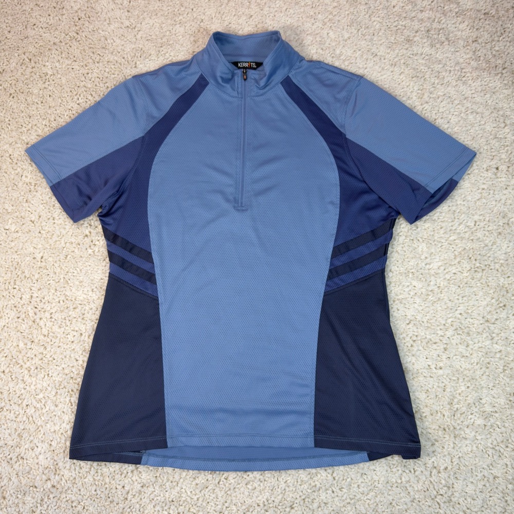 Kerrits Ice Fil Short Sleeve Riding Top Women Large Blue Equestrian Mesh Shirt